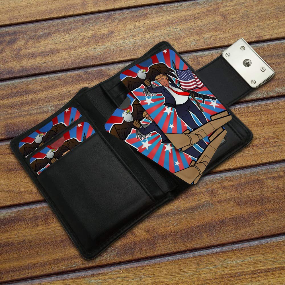 Patriotic Donald Trump Eagle American Flag Credit Card Holder - RFID Blocking Wallet Protector Sleeves (Set of 4) for Travel, Shopping & Daily Use
