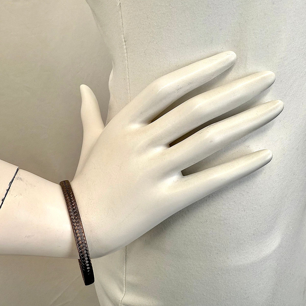 Tateossian Sterling Silver and Copper Weave Men's Cuff Bracelet - Elegant Handmade Jewelry for Gifts, Weddings & Special Occasions