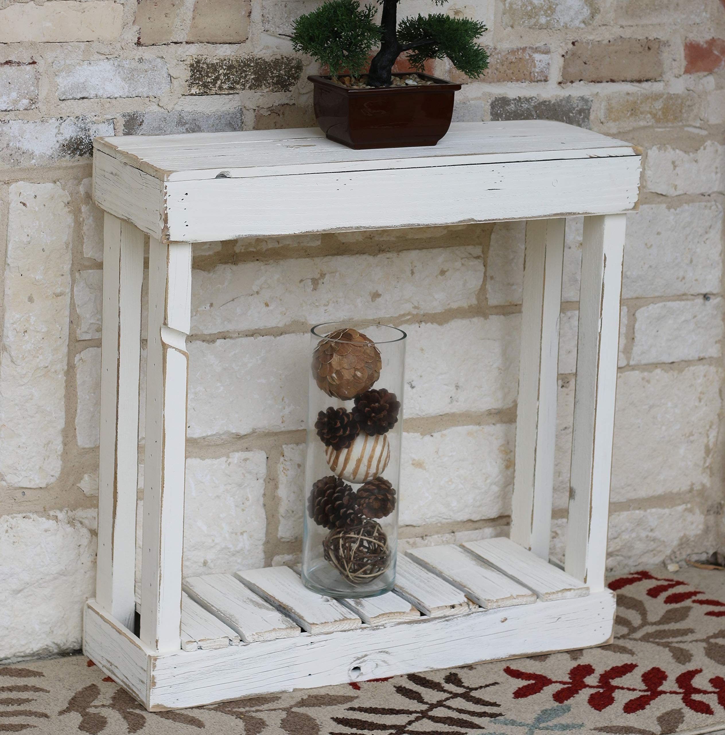 Modern White Slatted Console Table - Farmhouse Entryway Sofa Table with Storage Shelf | Perfect for Hallway, Living Room & Bedroom Decor