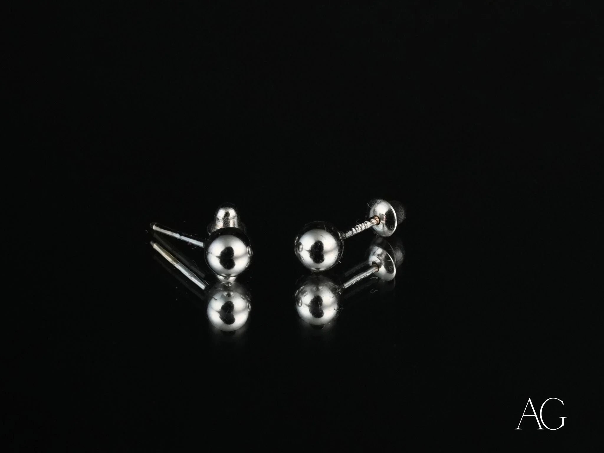 18K White Gold 4mm Ball Stud Earrings for Kids Girls - Hypoallergenic Children's Jewelry for Birthdays, Gifts & Special Occasions