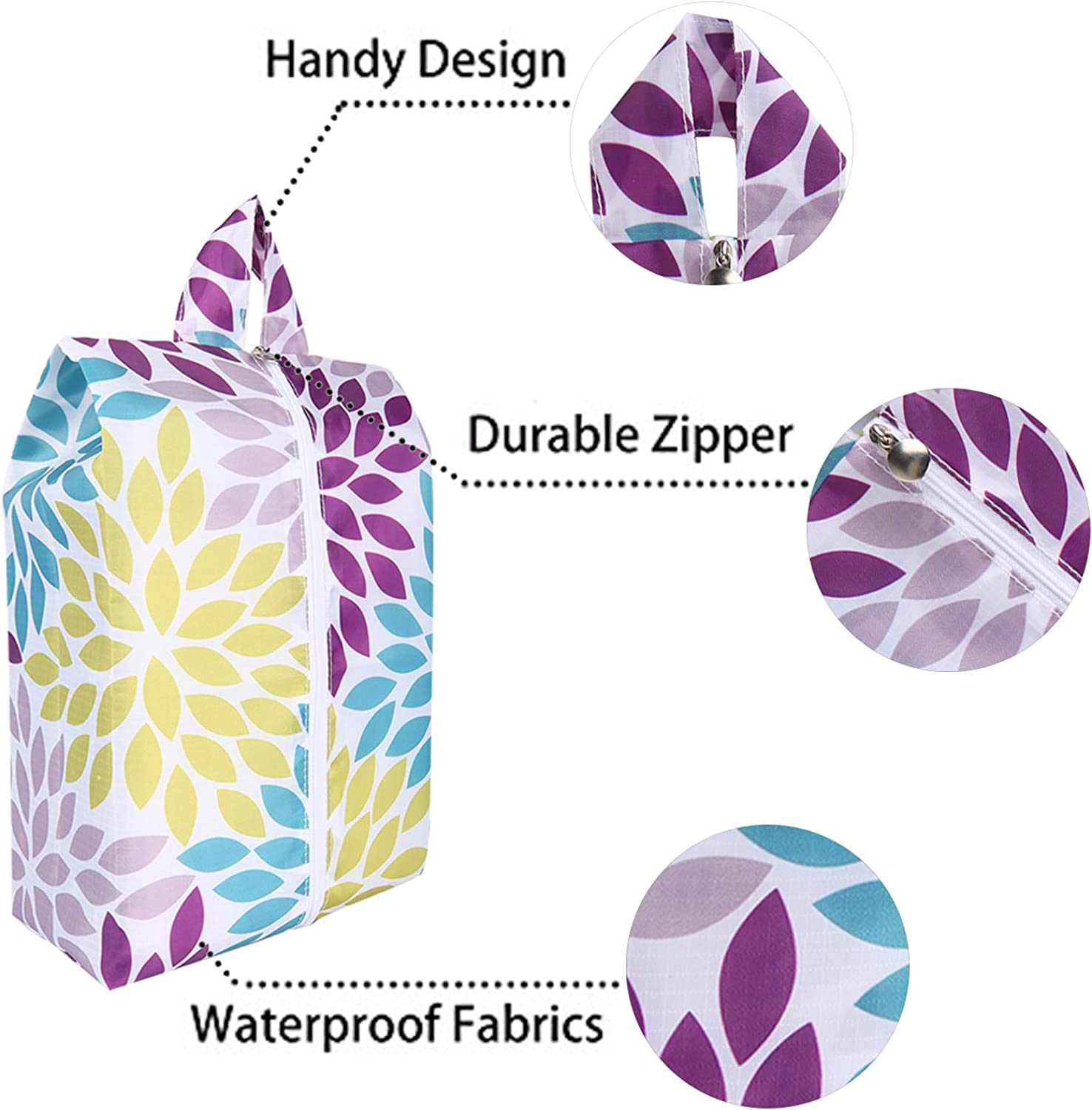 Zmart Waterproof Shoe Bags for Women - 5 Pack Travel Shoe Dust Storage Bags | Portable Shoe Organizer for Gym, Vacation & Daily Use