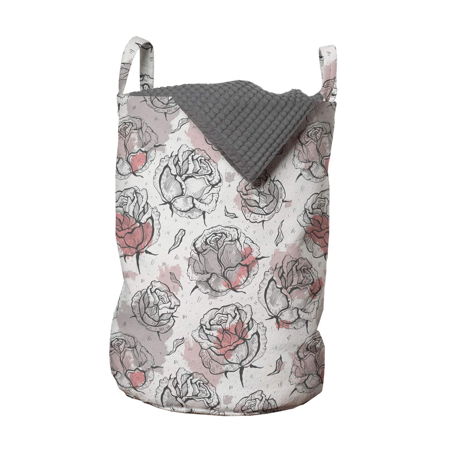 Ambesonne Rose Laundry Bag with Handles - Romantic Floral Drawstring Hamper for Laundry, Bedroom, Dorm - 13