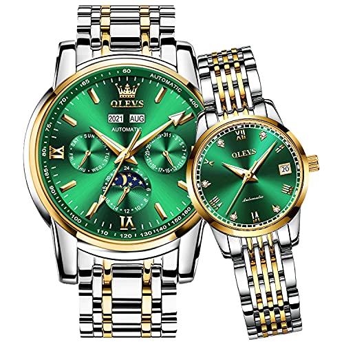 Green Couples Moon Phase Watches Set