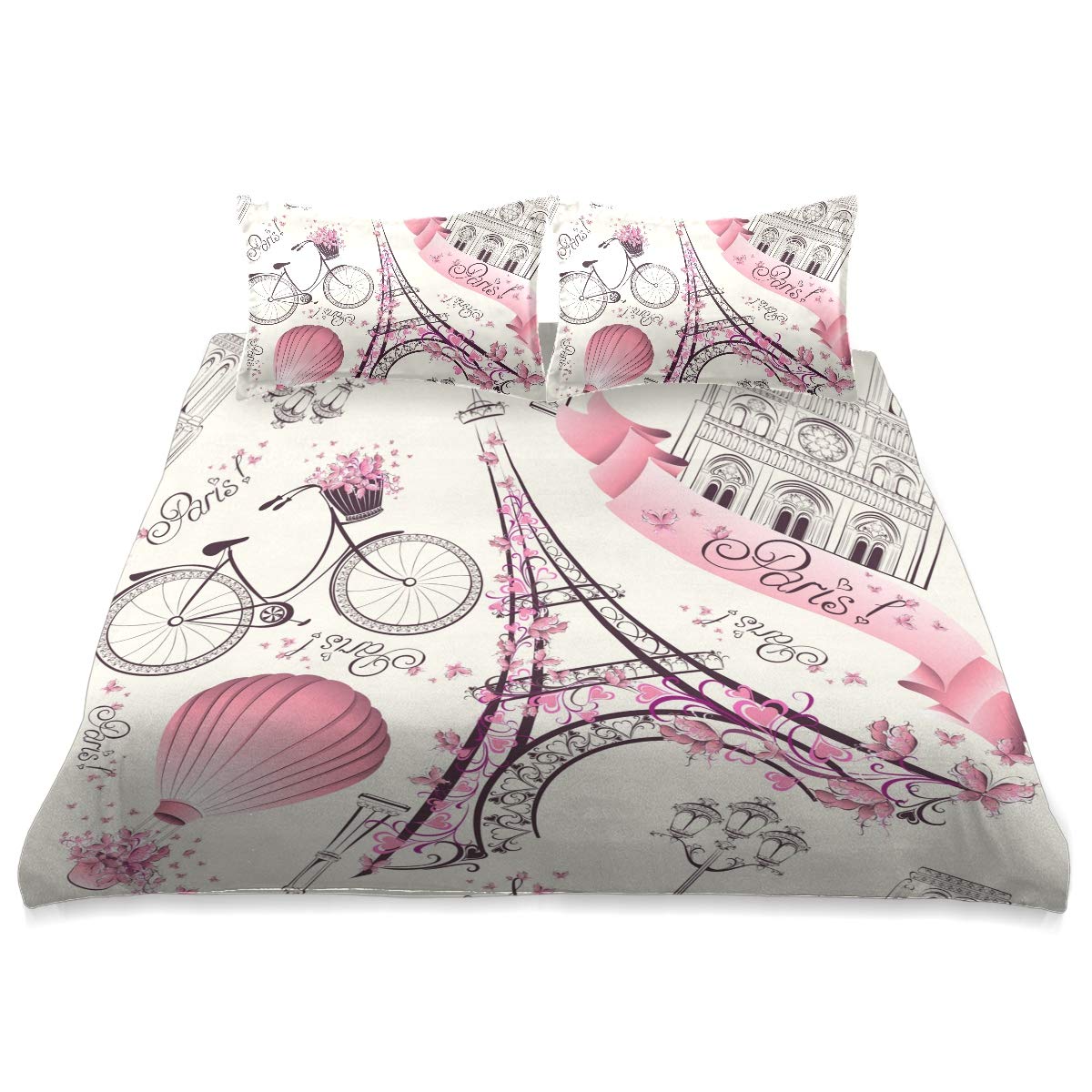 Eiffel Tower Paris France Queen Size Comforter Set - 90x90 Inch All Season Soft & Comfortable Bedding Set | Perfect for Home Decor, Gift & Paris-Themed Bedrooms