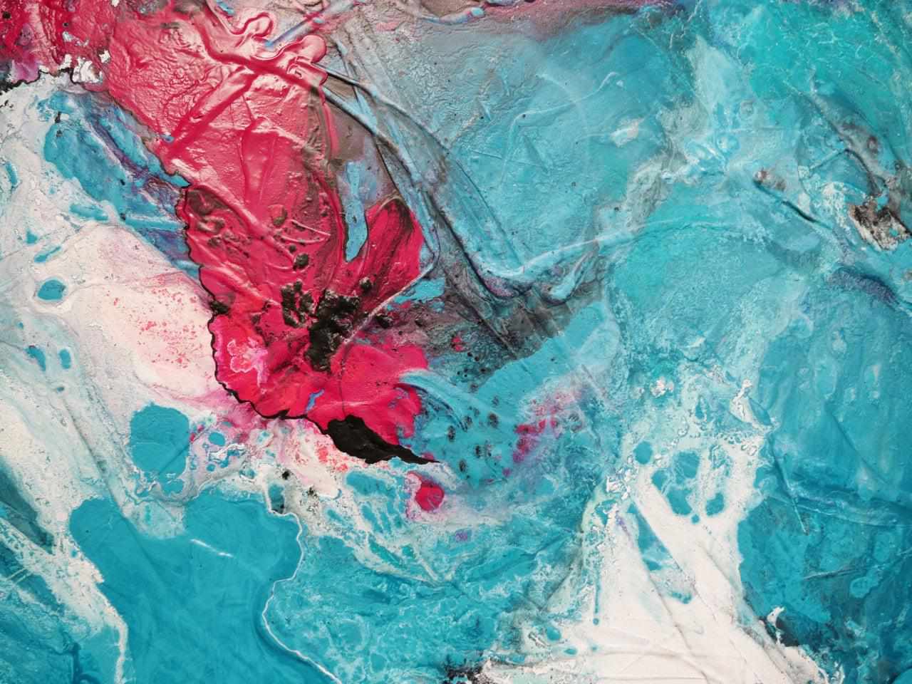 Magic 270cm x 120cm Black Teal Magenta Textured Abstract Canvas Wall Art - Perfect for Living Room, Bedroom & Office Decor