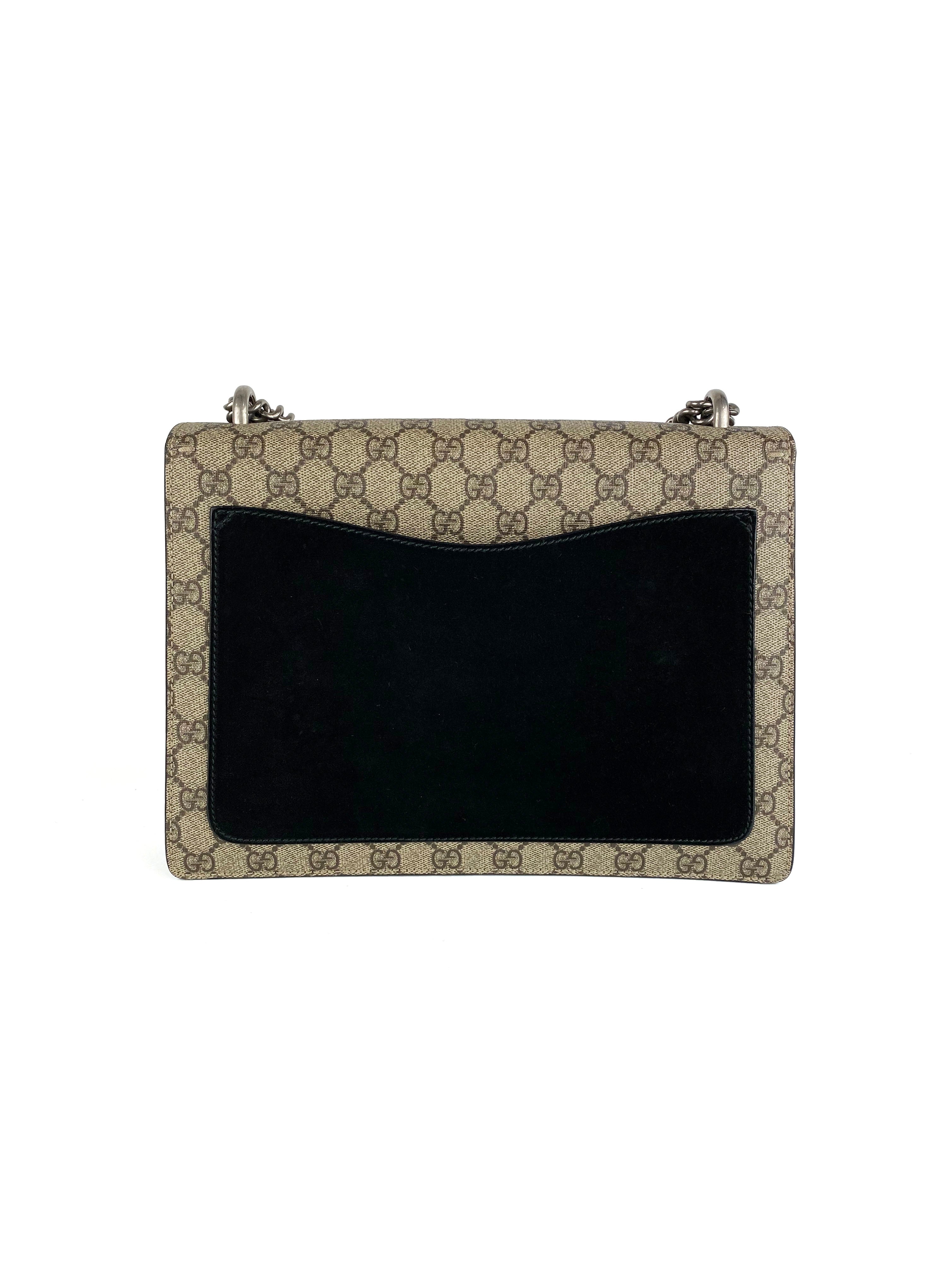 Gucci Dionysus Monogram Shoulder Bag with Black Suede Trim - Luxury Crossbody Purse for Women, Perfect for Evening Parties & Date Nights