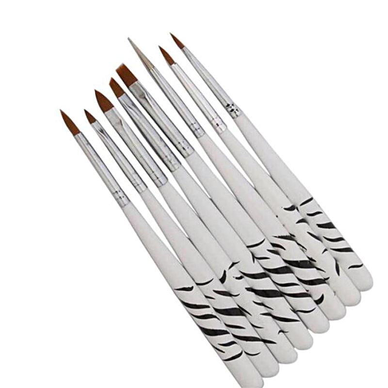 8pcs Zebra Print Short Handle Nail Art Brushes Set - Perfect for DIY Manicures, Salon Nail Designs & Professional Nail Artistry