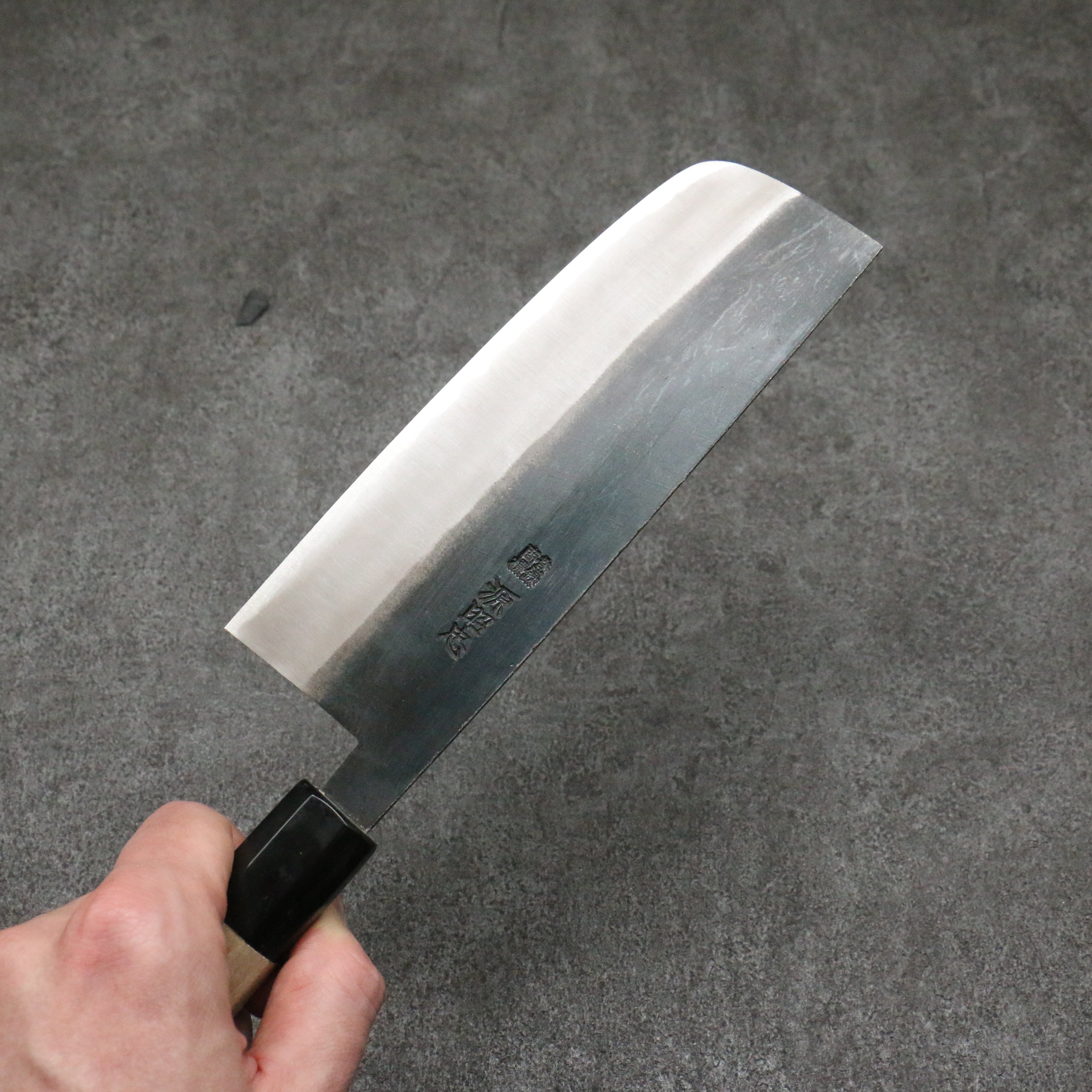 Premium Japanese Nakiri Knife - Minamoto Akitada White Steel No.2 Kurouchi 165mm with Magnolia Handle - Perfect for Vegetable Chopping, Slicing & Food Prep in Professional & Home Kitchens