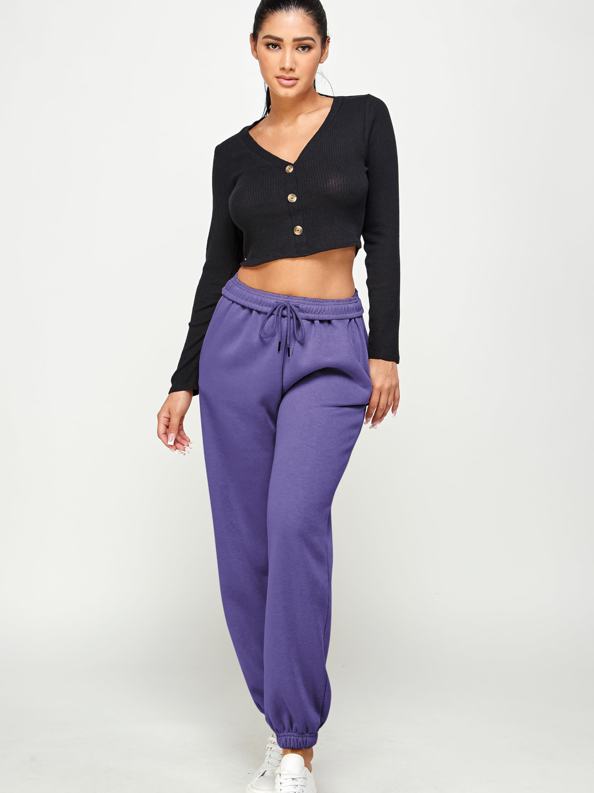 Women's High Waisted Fleece Sweatpants - Soft Warm Joggers with Pockets, Cozy Lounge Pants for Winter | Perfect for Yoga, Running Errands & Relaxing at Home