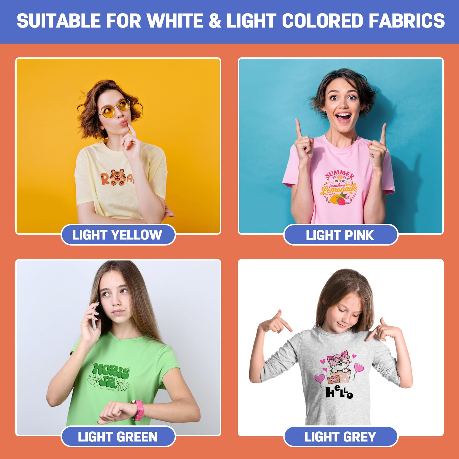 MECOLOUR Iron-On Heat Transfer Paper for Light Fabrics - Printable T-Shirt Printing Paper for Inkjet Printer (8.5
