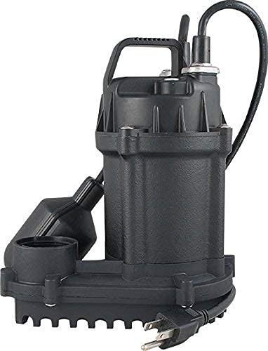 Star 3SDHL 1/3 HP Cast Iron Submersible Sump Pump with Tethered Float Switch - 54 GPM Flow Rate, Handles 3/8