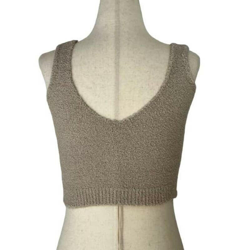 Luxury Solid Color V Neck Crop Top Women's Fashion Taupe - Perfect for Casual Outings, Summer Wear & Layering