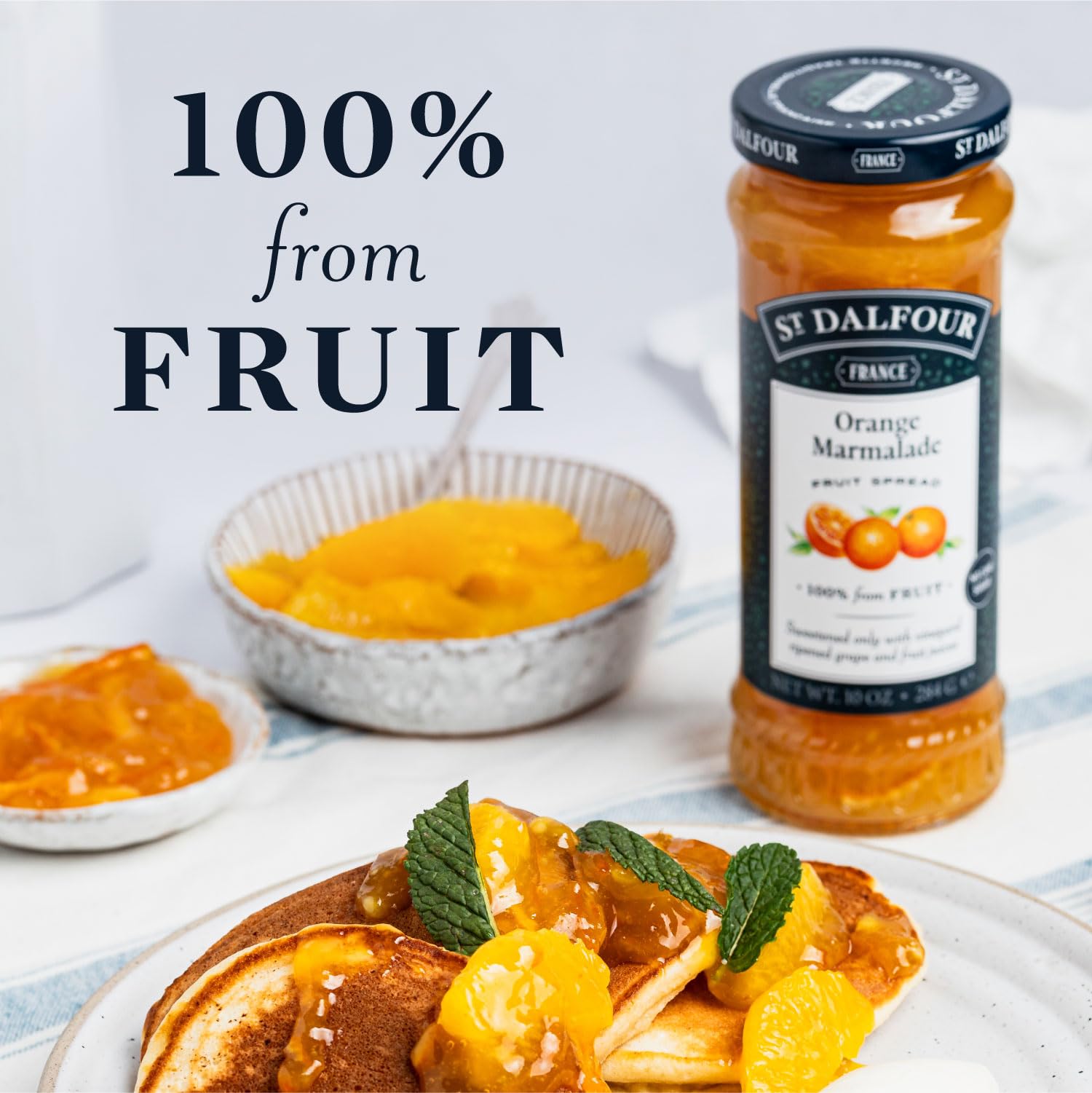 St. Dalfour Strawberry & Orange Marmalade French Fruit Spread Bundle, 10 oz Each - 100% Natural Fruit Preserves, No Artificial Ingredients, Non-GMO, Gluten-Free | Perfect for Toast, Yogurt, Desserts & Gift Baskets
