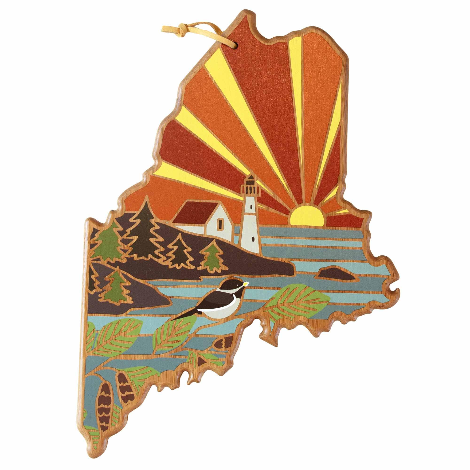 Handcrafted Maine Wood Cutting Board with Summer Stokes Artwork - Perfect for Kitchen Prep, Charcuterie Boards & Gift Giving