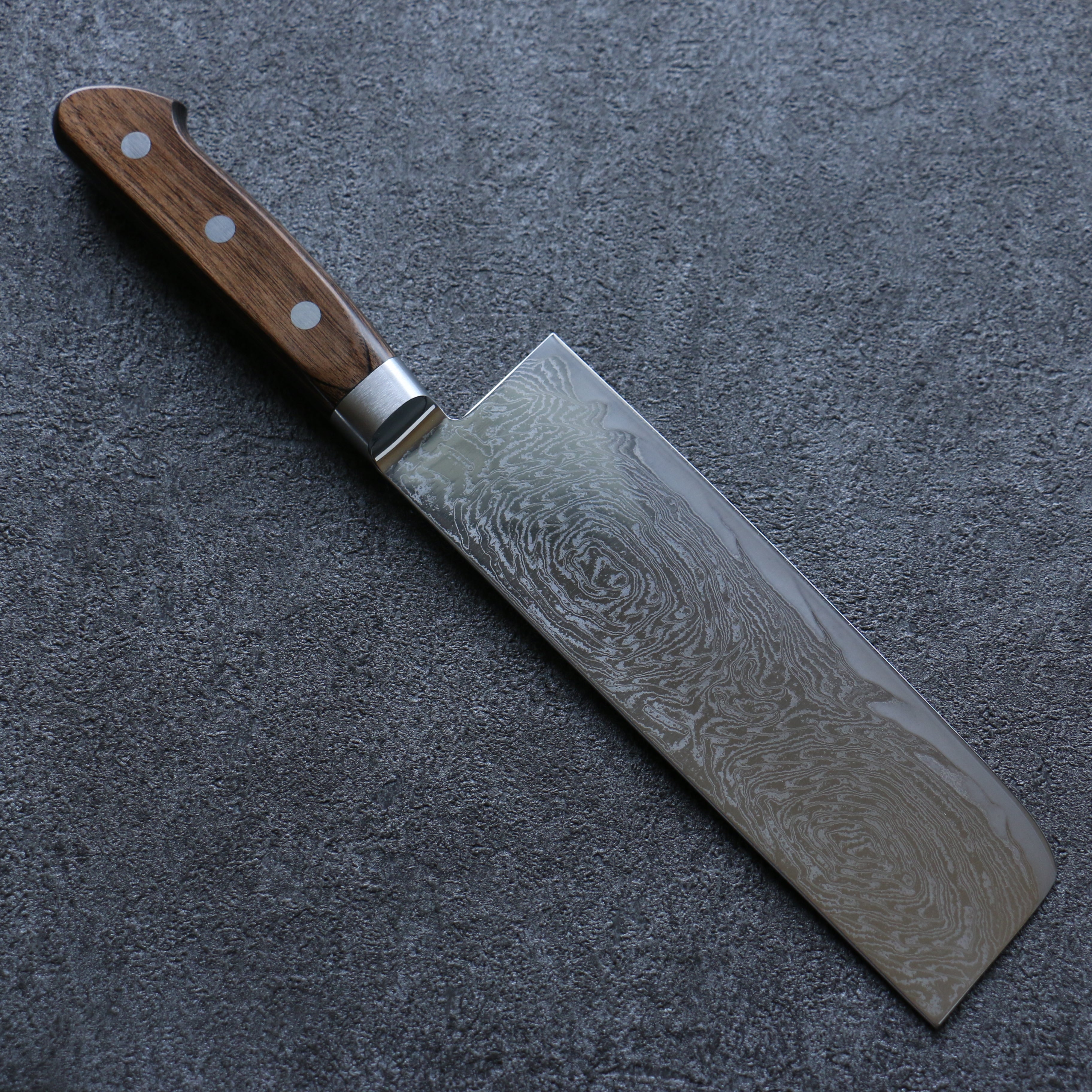 Premium Seisuke Nami AUS10 Damascus Nakiri Knife 165mm - Mirrored Finish, Brown Pakka Wood Handle - Japanese Chef Knife for Slicing Vegetables & Sushi Preparation