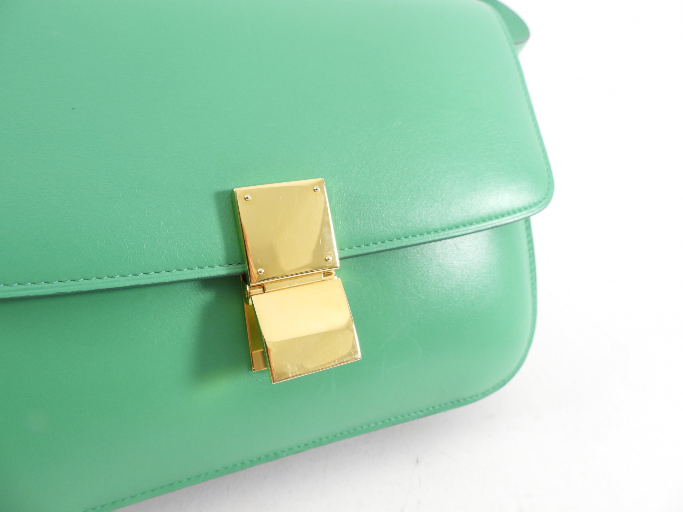 Celine Green Medium Classic Box Bag - Luxury Leather Crossbody Handbag for Women | Perfect for Work, Travel & Evening Events