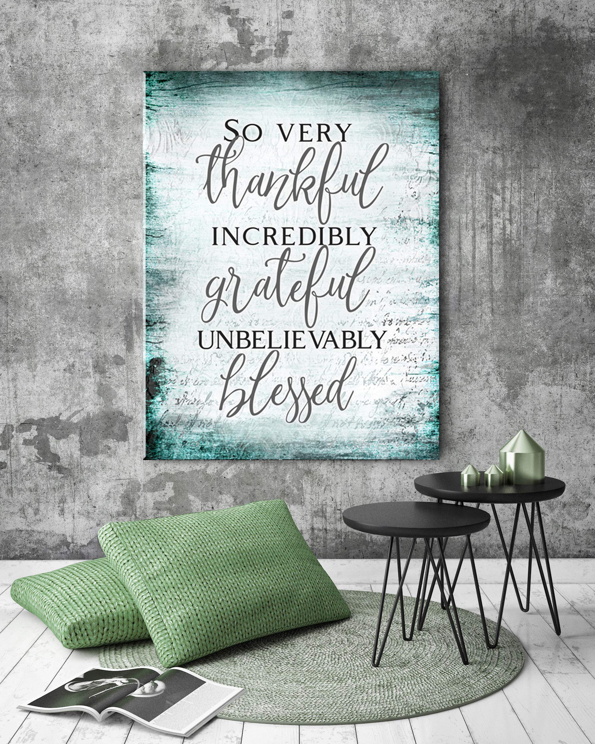 Christian Wall Art - Blessed Sign & Thankful Quotes Wall Decor | Rustic Farmhouse Religious Home Decor | 30 x 40 Inch Brown Wooden Plaque | Perfect for Living Room, Bedroom & Church Inspirational Gift