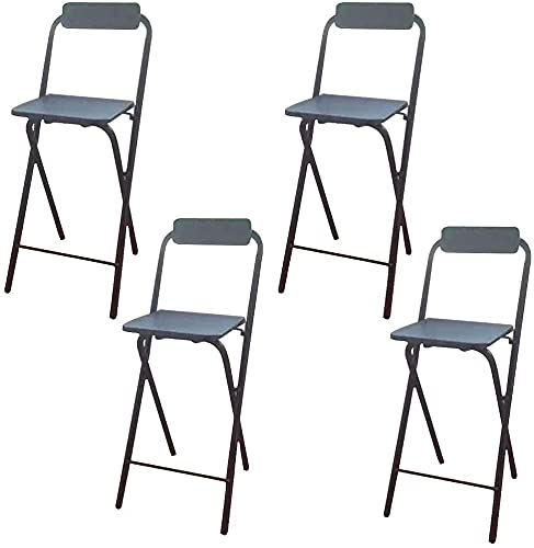 24 Inch Folding Bar Stool - Adjustable Height, Thickened Seat, Portable Dining Chair for Adults - Set of 4 - Perfect for Kitchen Island, Home Bar, Breakfast Nook & Outdoor Entertaining