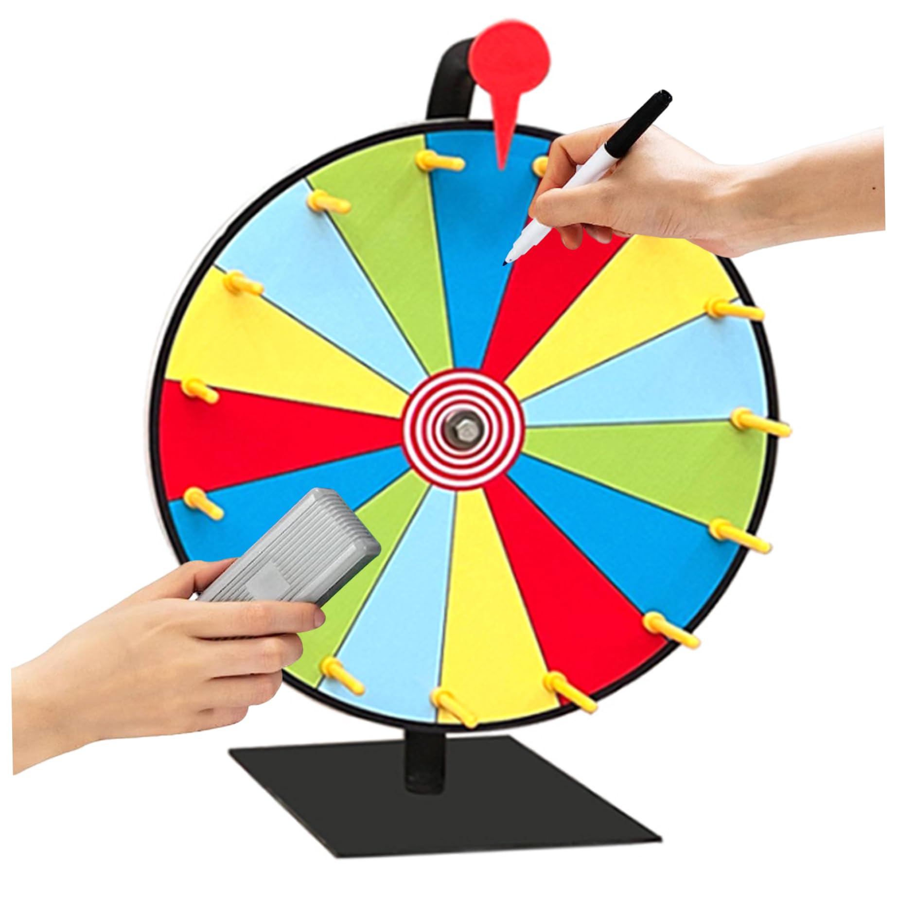 11.81 Inch Spinning Wheel Game - 10 Slot Roulette Wheel with Dry Erase Surface, 5 Reusable Colors, Suction Cup Base - Perfect for Carnival Prizes, Fortune Wheel Games & Classroom Activities