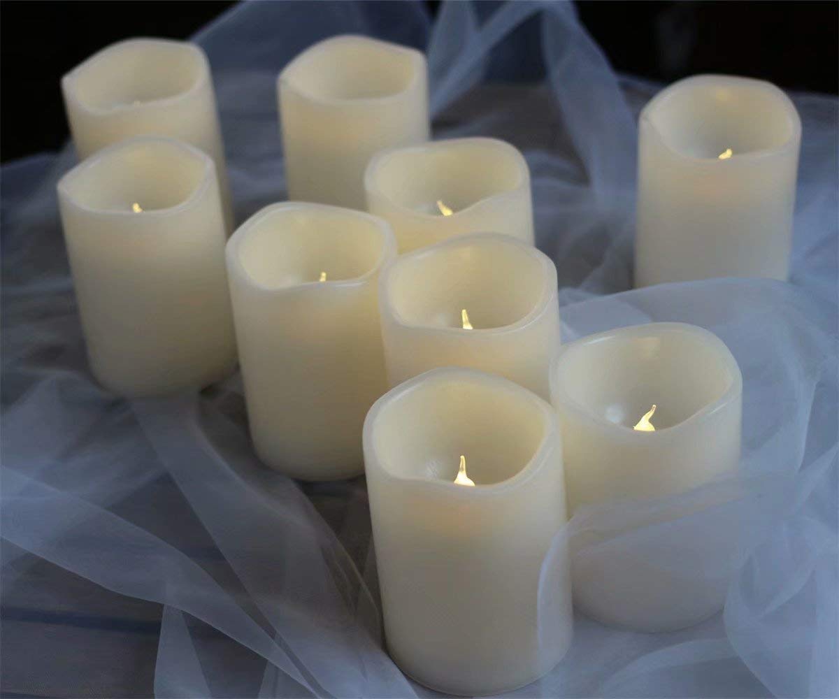 3-Pack Outdoor Waterproof LED Pillar Candles - IP44 Rated, Warm White, Flameless Battery Operated with Remote & 24H Timer - Weatherproof Plastic Design (4
