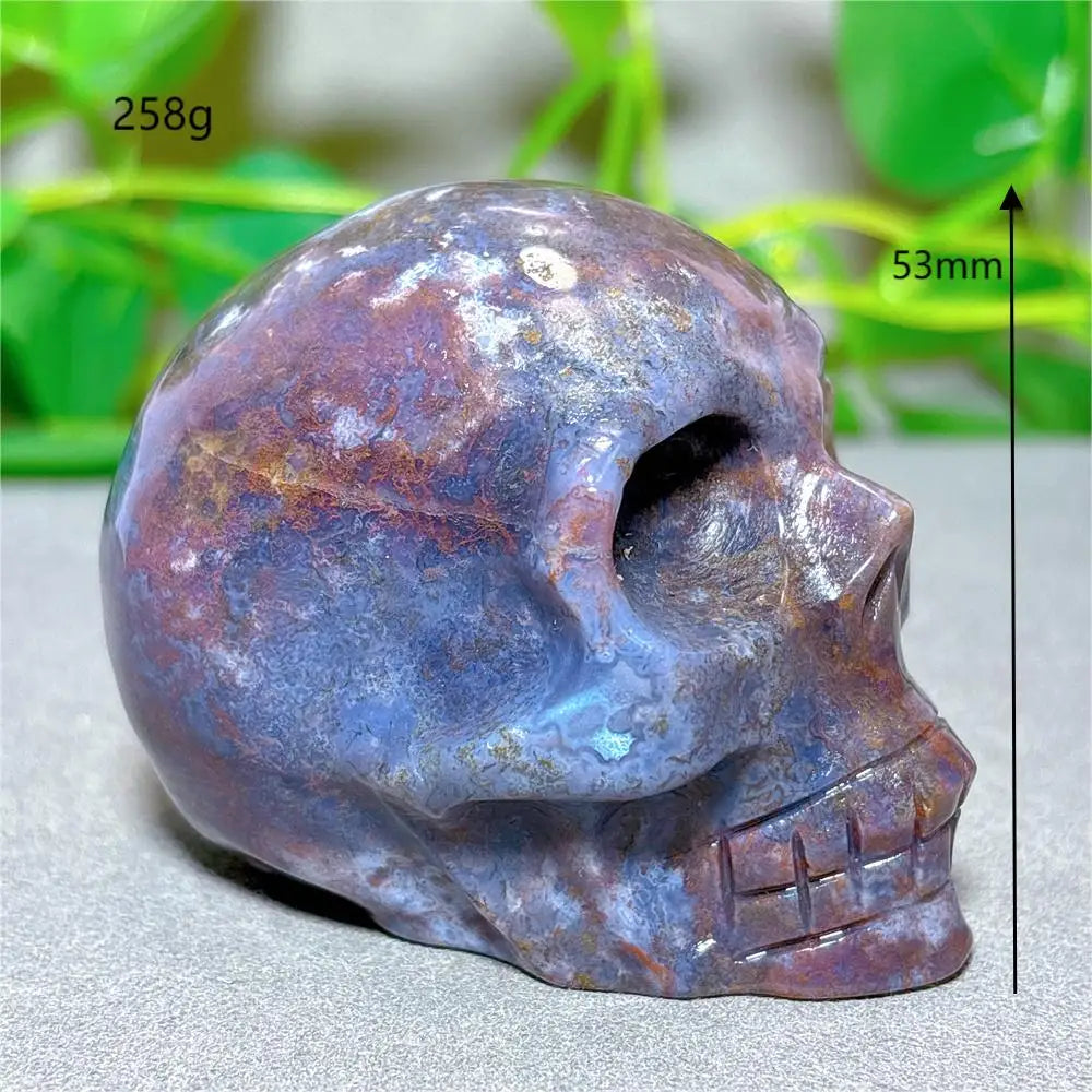Natural Ocean Jasper Skull Crystal - Healing Quartz Stone for Meditation, Energy Work & Spiritual Gifts | Halloween Decor, Mineral Collection & Craft Supplies | Perfect for Home Altar, Yoga Space & Witchy Aesthetic