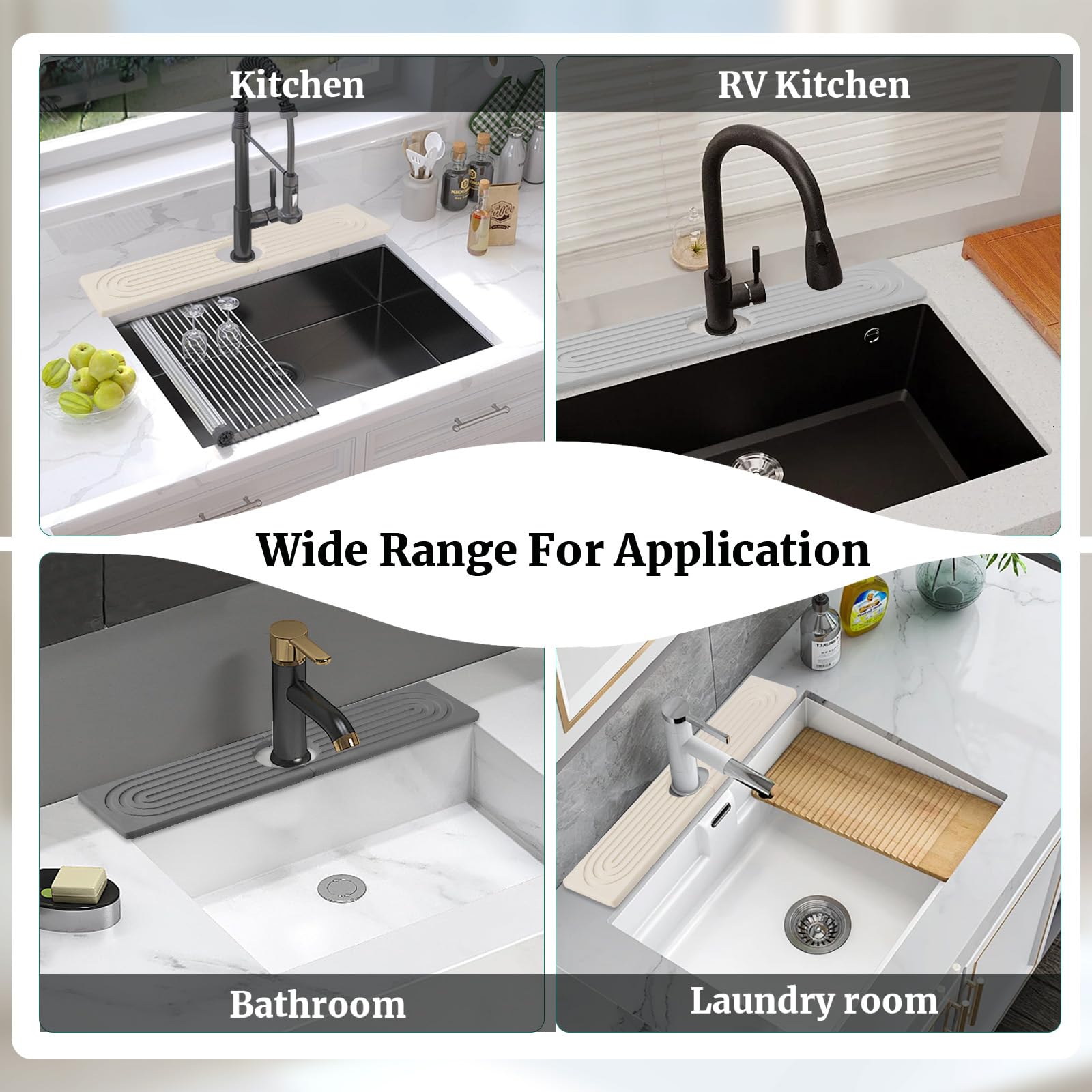 Premium Diatomite Sink Splash Guard & Fast-Drying Stone Tray (15.7