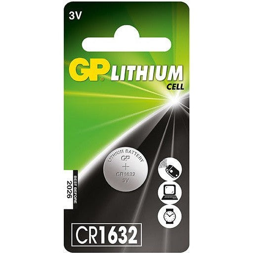 GP CR1632 Lithium Coin Battery - 1 Pack (3V, Long-Lasting Power) - Perfect for Watches, Calculators, Key Fobs & Small Electronics