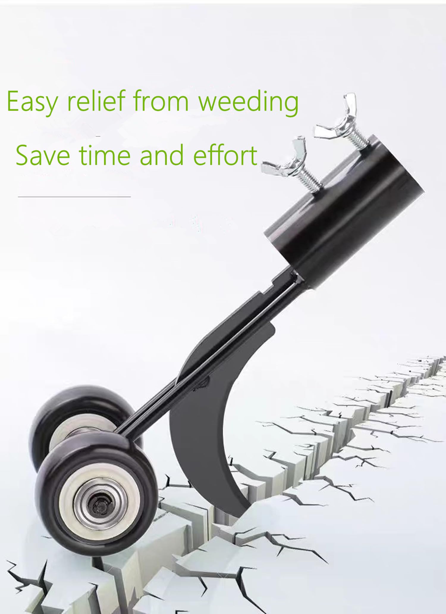 Stand Up Weeding Tool with Wheels - Ergonomic Crevice Weeder for Garden, Patio, Lawn & Driveway - Perfect for Sidewalk Cracks, Backyard Maintenance & Weed Removal