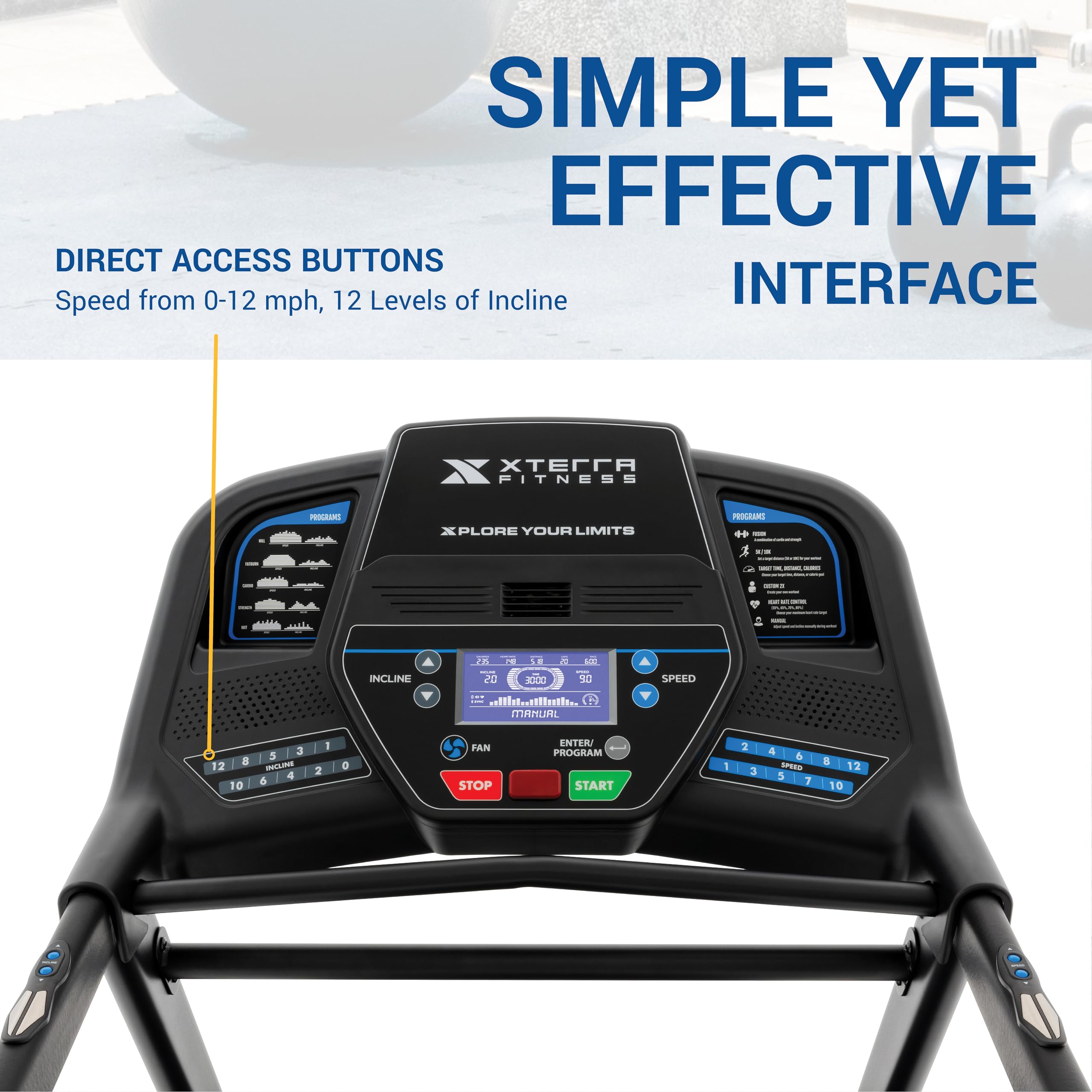 XTERRA Fitness Sport Series Premium Folding Smart Treadmill with Handlebar Speed & Incline Controls - Large XTRASoft Cushioned Running Deck - FTMS Bluetooth & XTERRA+ App Compatible - Perfect for Home Gym, Cardio Workouts & Indoor Running Training