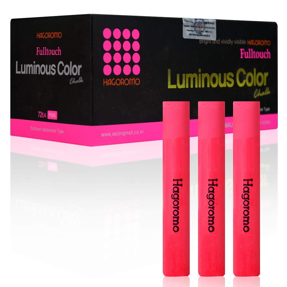 Hagoromo Fulltouch Luminous Chalk - Non-Toxic & Dustless Chalk Set [72 Pink Pieces] - Perfect for Classroom Teaching, Art Projects & Smooth Writing on Blackboards