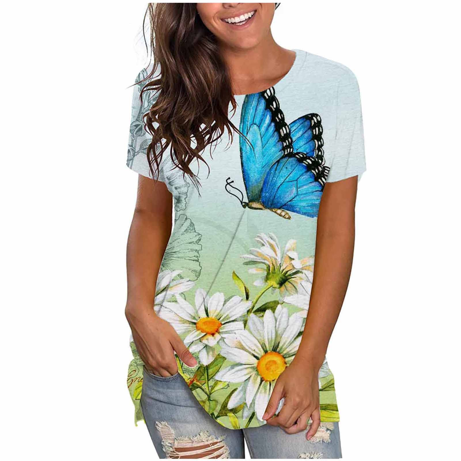 Women's Cute Graphic T-Shirts - Summer Casual Short Sleeve Tops with Elegant O-Neck - Soft Comfortable Athletic Tee for Workout, Streetwear & Everyday Wear