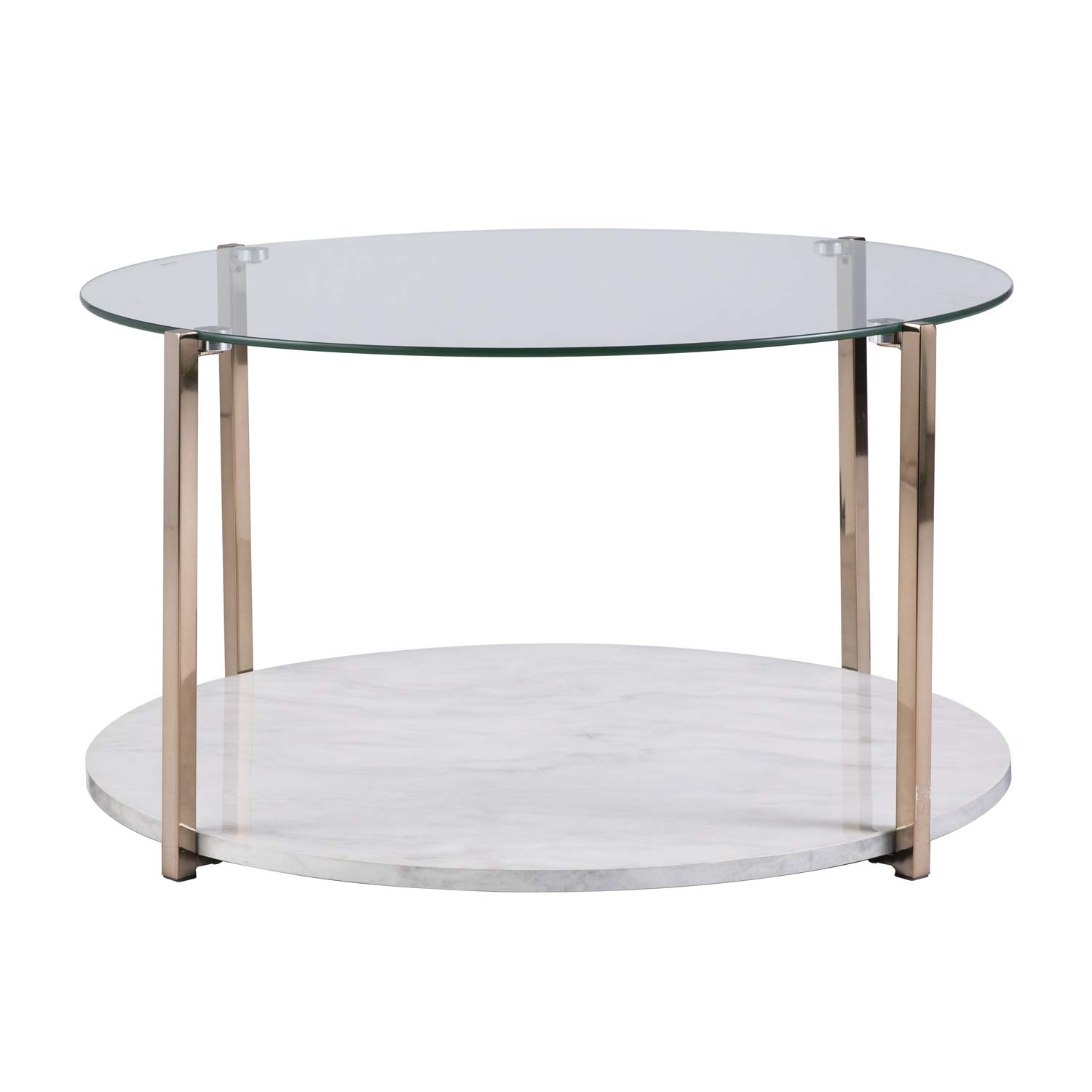 Southern Enterprises Avenida Cocktail Table in Gold - Modern Round Coffee Table for Living Room, Lounge & Patio Decor
