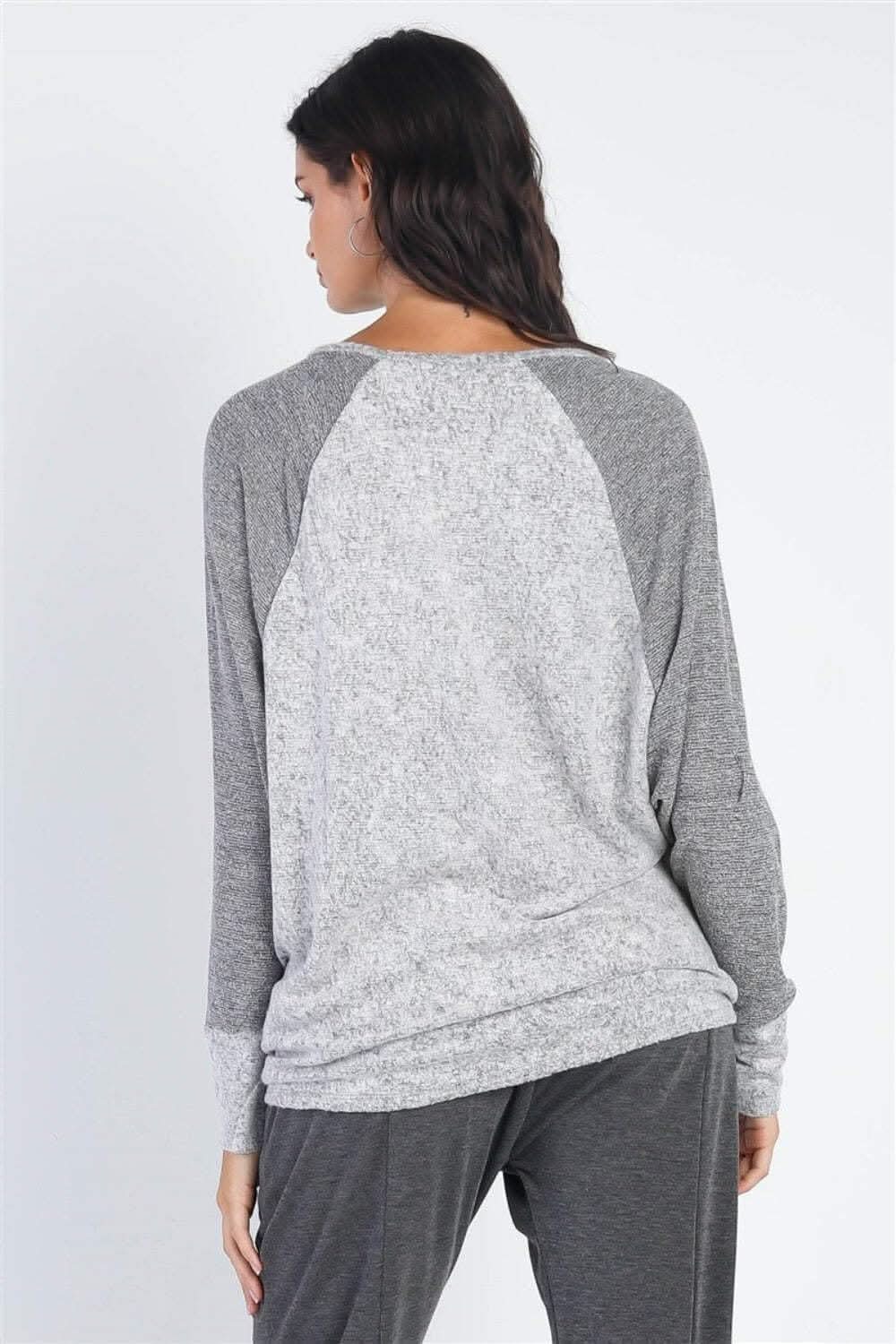Stylish Heather Grey Long Sleeve T-Shirt for Women - Soft Casual Everyday Wear for Work, Dates & Outings