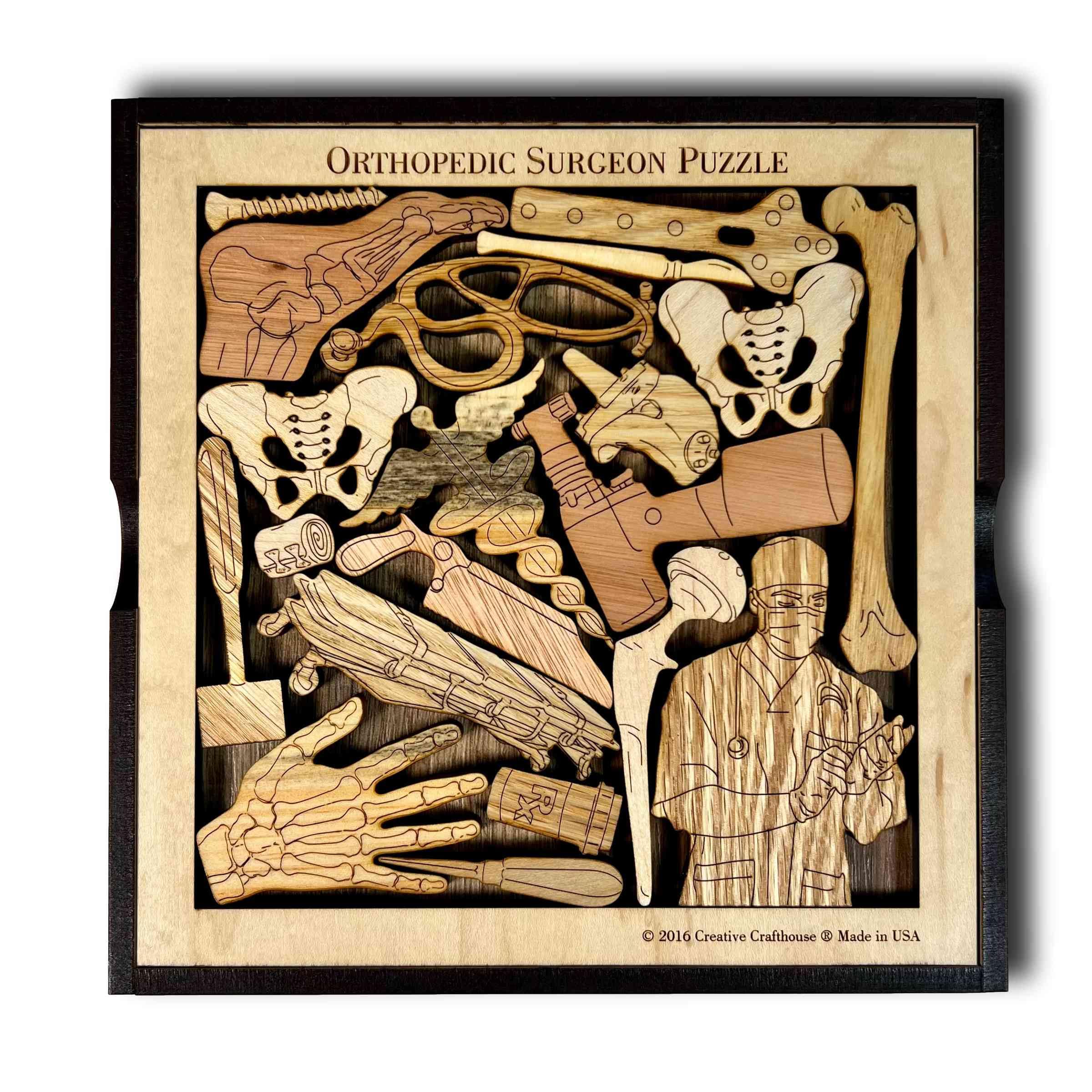 Orthopedic Surgeon Wooden Puzzle – Unique Handmade Brain Teaser Gift for Doctors & Medical Students – Perfect for Office Decor, Stress Relief & Medical Education