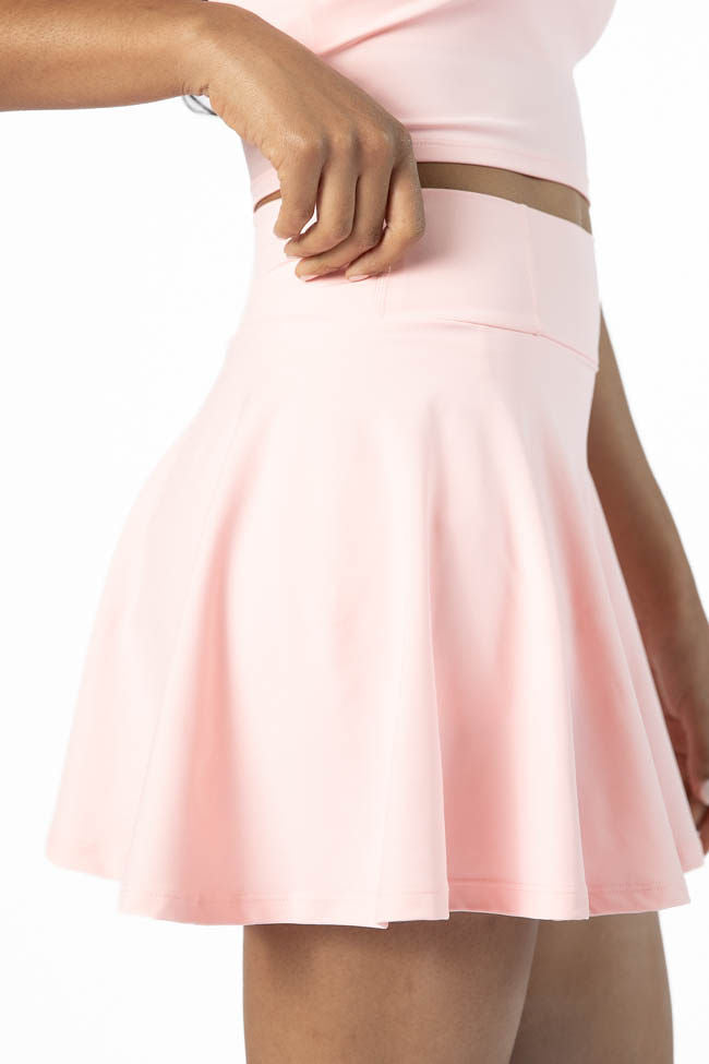 Light Pink Pleated Active Skort for Women - Comfortable Workout Skirt with Shorts - Perfect for Tennis, Running, Yoga & Gym
