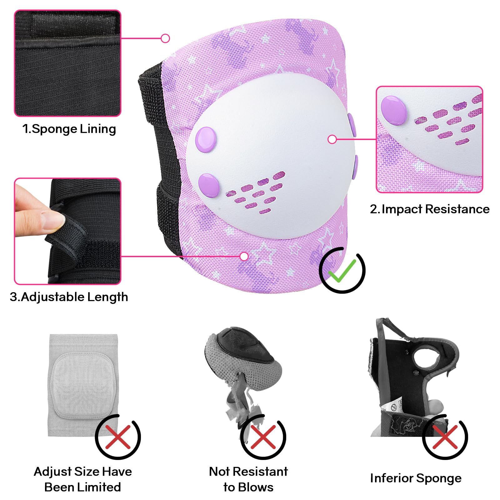 **Kids Knee Pads & Elbow Pads Set with Wrist Guards - Adjustable Protective Gear for Girls & Toddlers - Roller Skating, Biking, Skateboarding, Scooter - Purple Unicorn Design**    *(Perfect for outdoor play, sports safety, and active adventures!)*