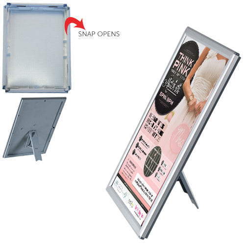 8x10 Silver Metal AD Promo Snap Frame - Countertop, Tabletop, Shelf or Wall Mount Display for Restaurants, Retail Stores & Offices