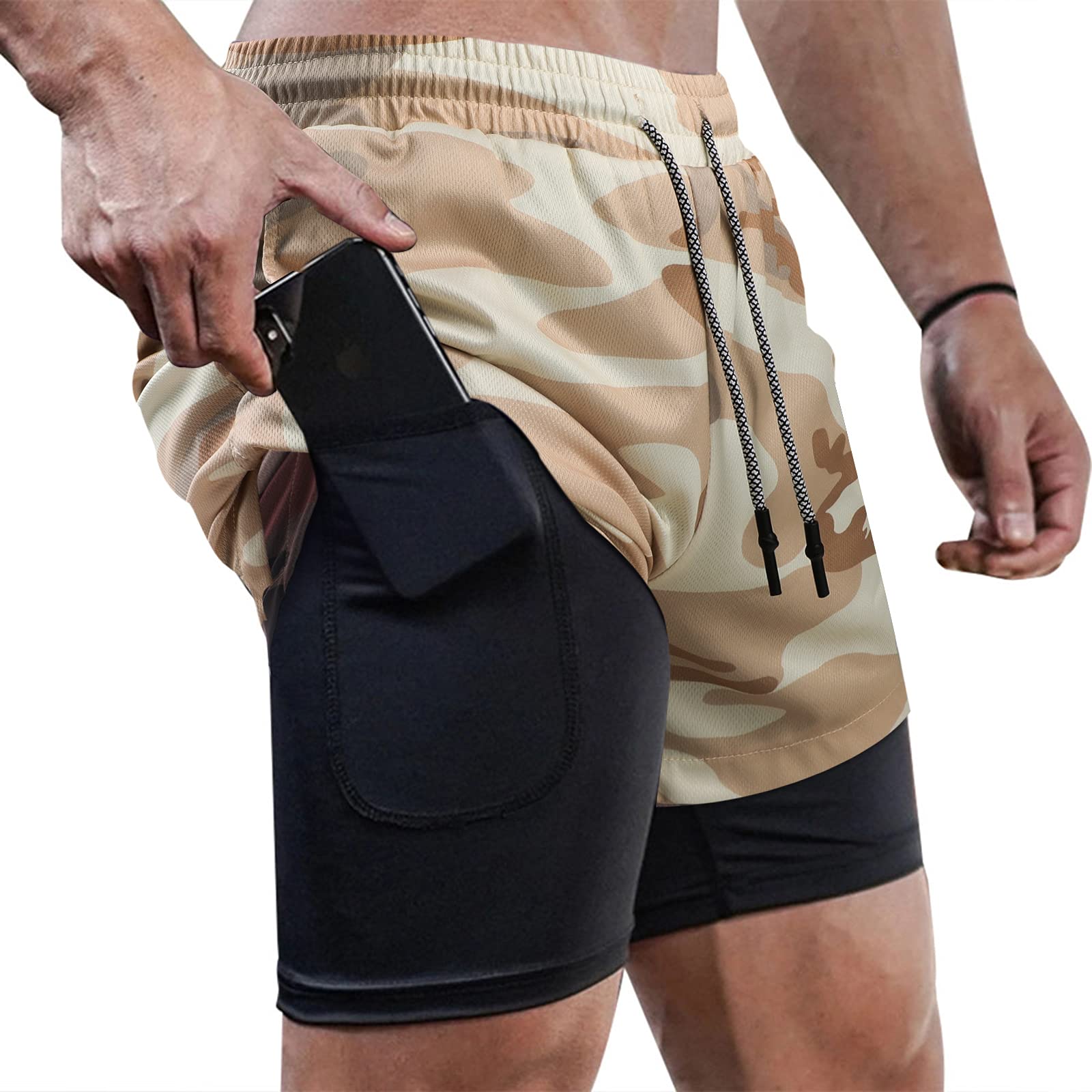 Surenow Men's 2-in-1 Running Shorts with Liner - 7