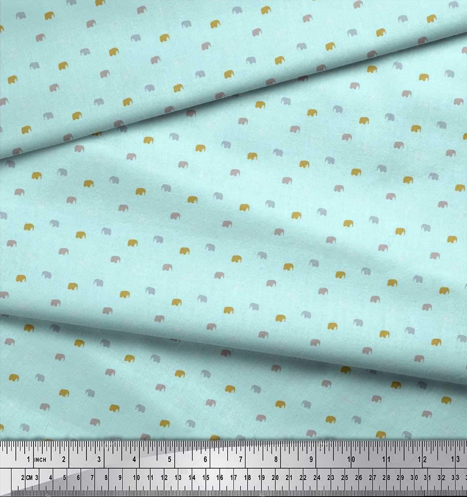 Soimoi Moss Georgette Brown Fabric by The Yard - 42 Inch Wide Baby Elephant Print Cotton Shirting Fabric for Dresses, Blouses & DIY Sewing Projects - Elegant Animal Print Material for Women's Fashion