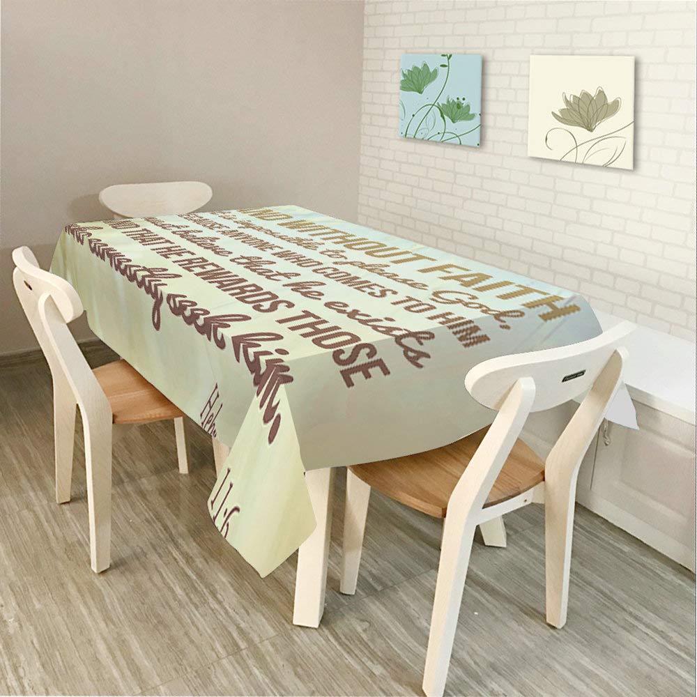 60 x 90 Inch Christian Bible Verse Tablecloth - Decorative Rectangle Table Cover for Dining, BBQ, Picnic & Coffee Tables - Inspirational Please God Design for Home & Church Gatherings