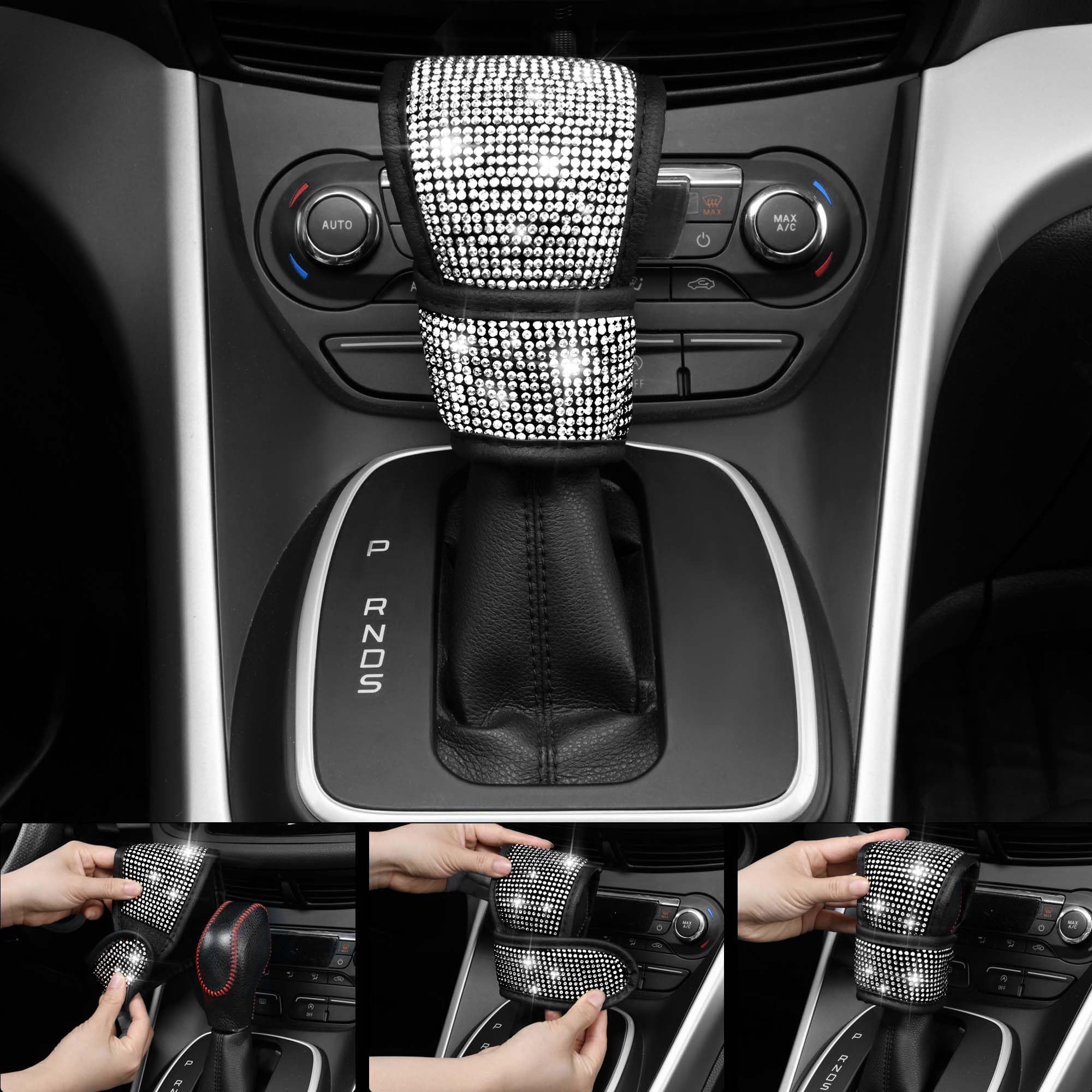 Bling Diamond Leather Car Seat Covers Set (11-Piece) - Sparkly Rhinestone Steering Wheel Cover & Glitter Car Interior Accessories for Women - Luxury Car Decor for Sedan, SUV, Coupe - Perfect Gift for Her & Car Enthusiasts