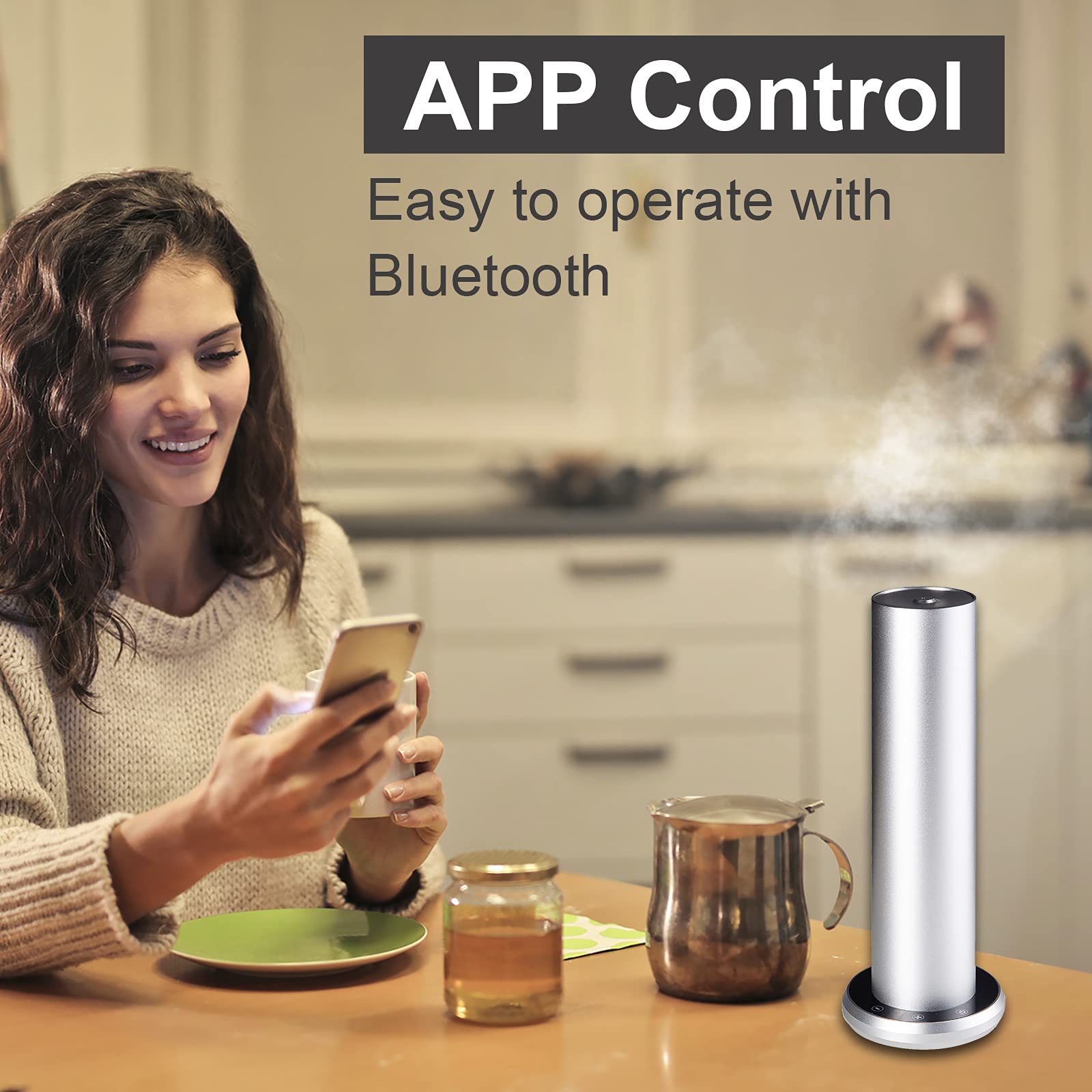 Premium Bluetooth Aromatherapy Essential Oil Diffuser - Waterless Fragrance Diffuser for Home, Office & Spa - Cold Air Scent Machine with Wireless Music Sync (Silver) | Perfect for Relaxation, Yoga & Stress Relief