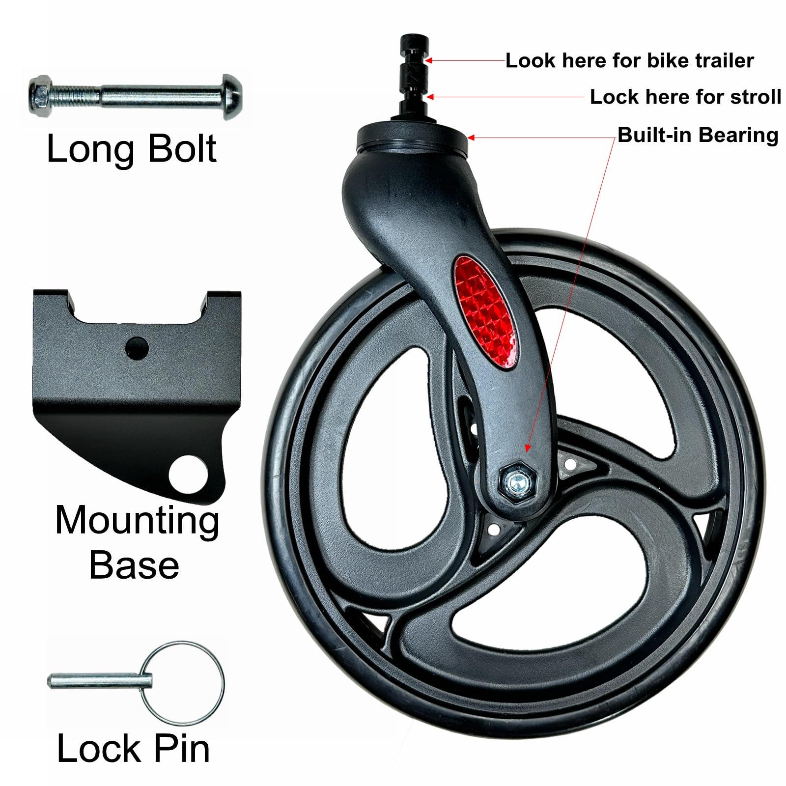 Burley Bike Trailer Stroller Wheel Kit - Universal Square Tow Arm Compatible Accessory | Perfect for Jogging, Shopping & Family Outings