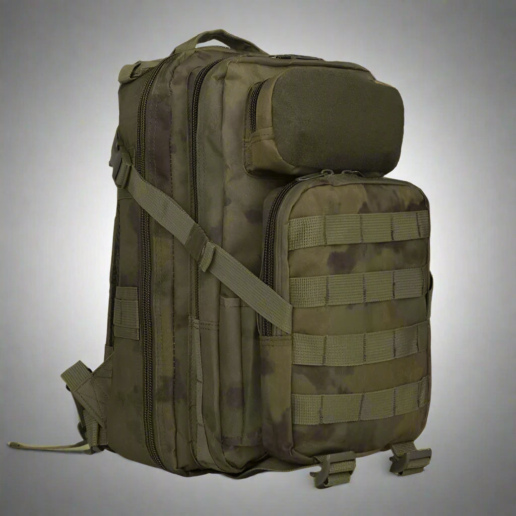 25L Tactical MOLLE Backpack - Lightweight Military Rucksack for Outdoor Hiking, Camping & Travel | Durable Camouflage Design in OD Green, Woodland & A-TACS | Perfect for Survival Gear & Everyday Carry (EDC)