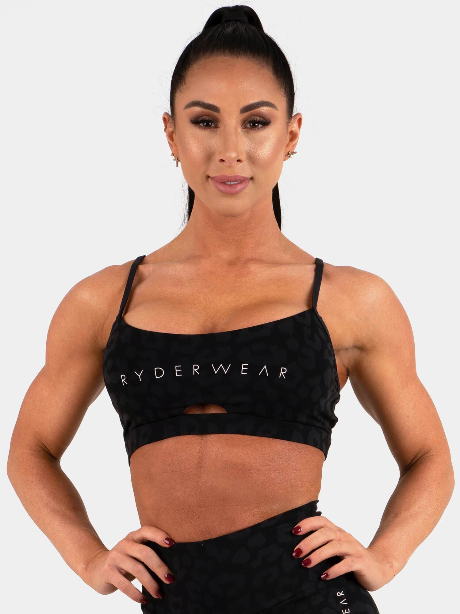 Animal Print Sports Bra - Leopard & Black - Perfect for Yoga, Running & Gym Workouts