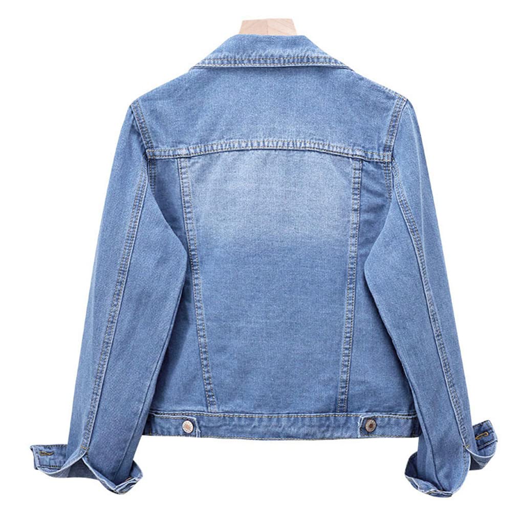 Floral Embroidery Denim Jacket for Women - Pearl Beaded Crop Jean Coat, Slim Fit Spring Fashion (Perfect for Casual Outings, Date Nights & Spring Festivals)
