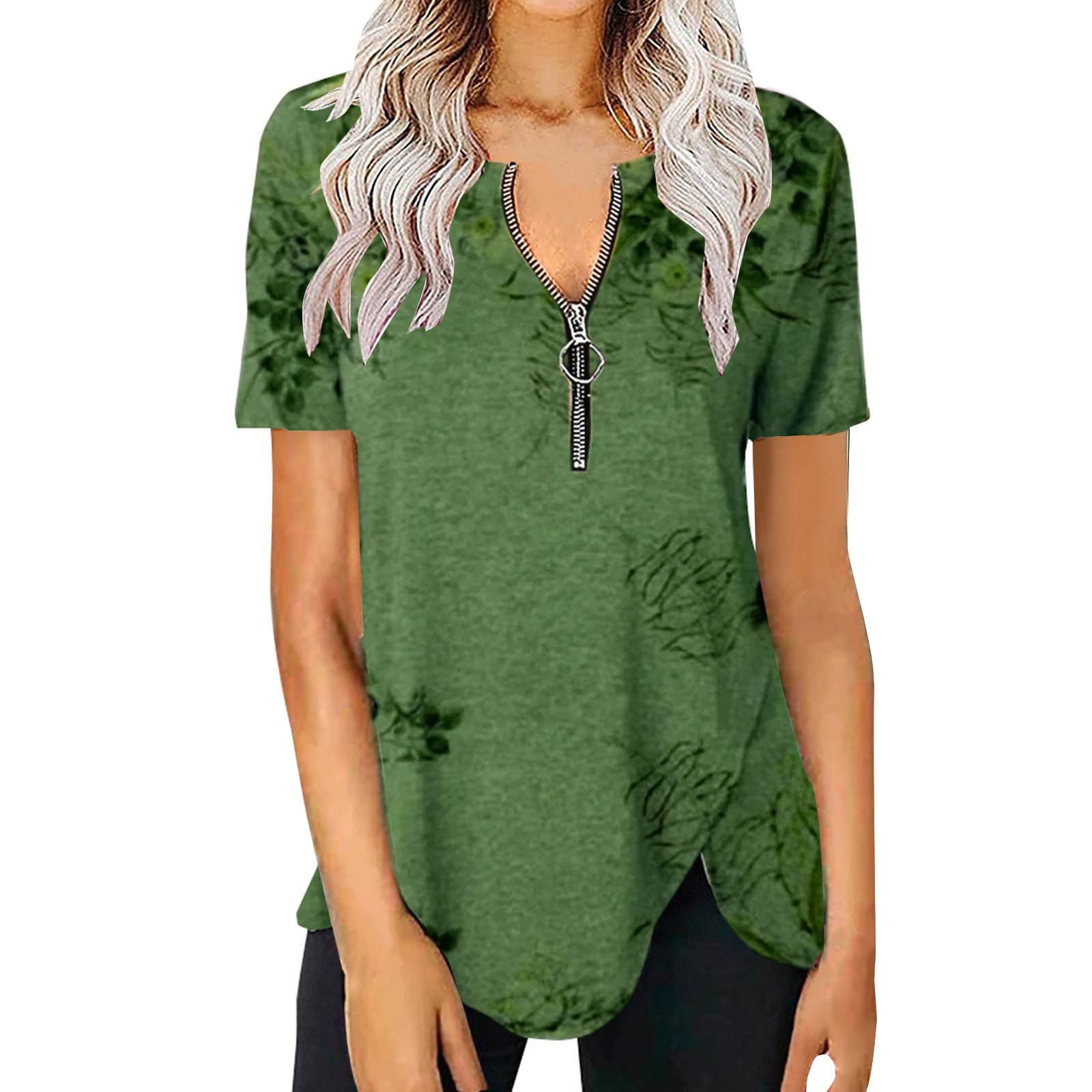 niucta Women's V Neck T-Shirts - Summer Casual Short Sleeve Blouse & Tunic Tops for Work & Everyday Wear | Comfortable Ladies Shirts for Office, Outings & Relaxing