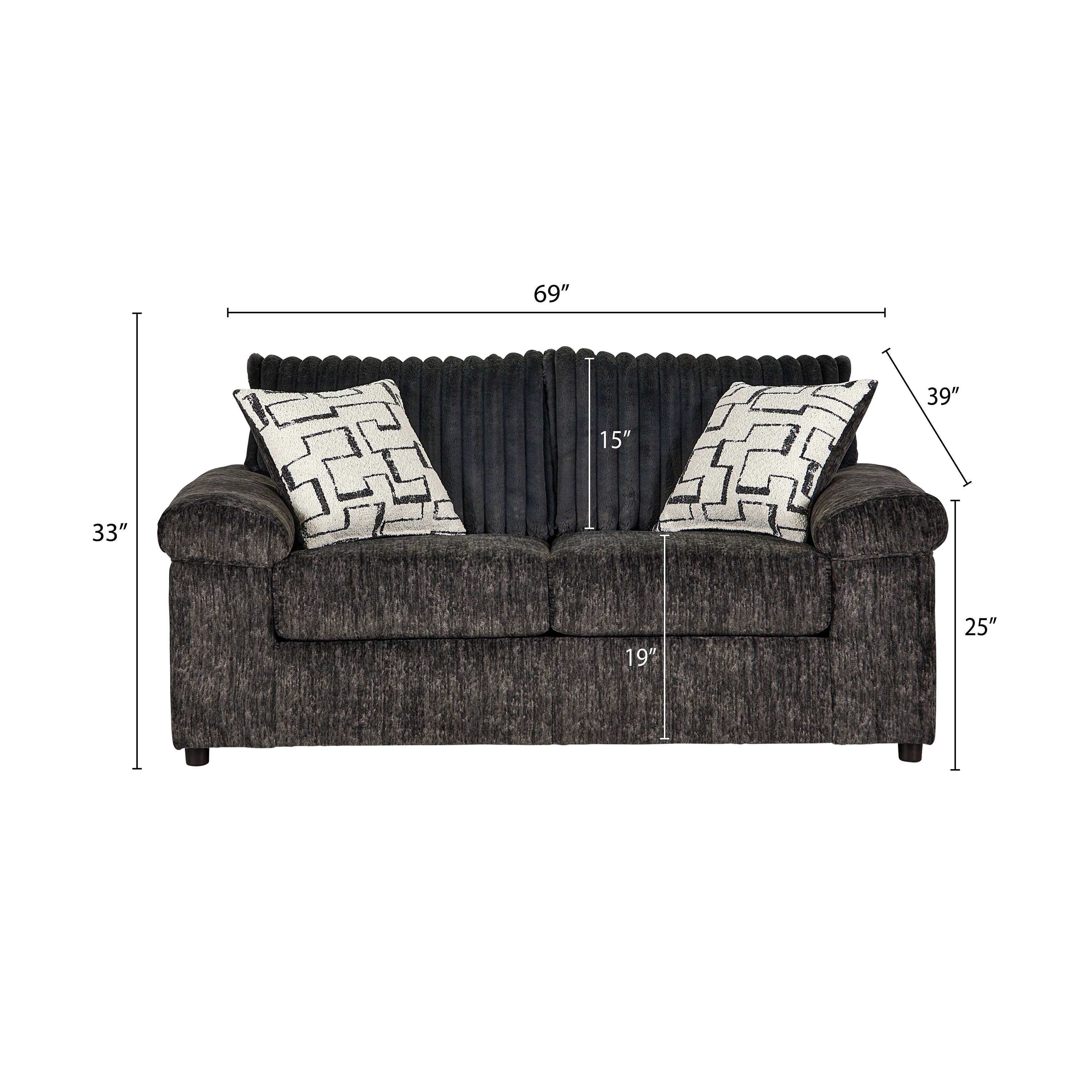 Roundhill Furniture Nason Wide Wale Corduroy Loveseat - Soft & Durable Upholstered Sofa for Living Room, Small Space & Apartment Decor
