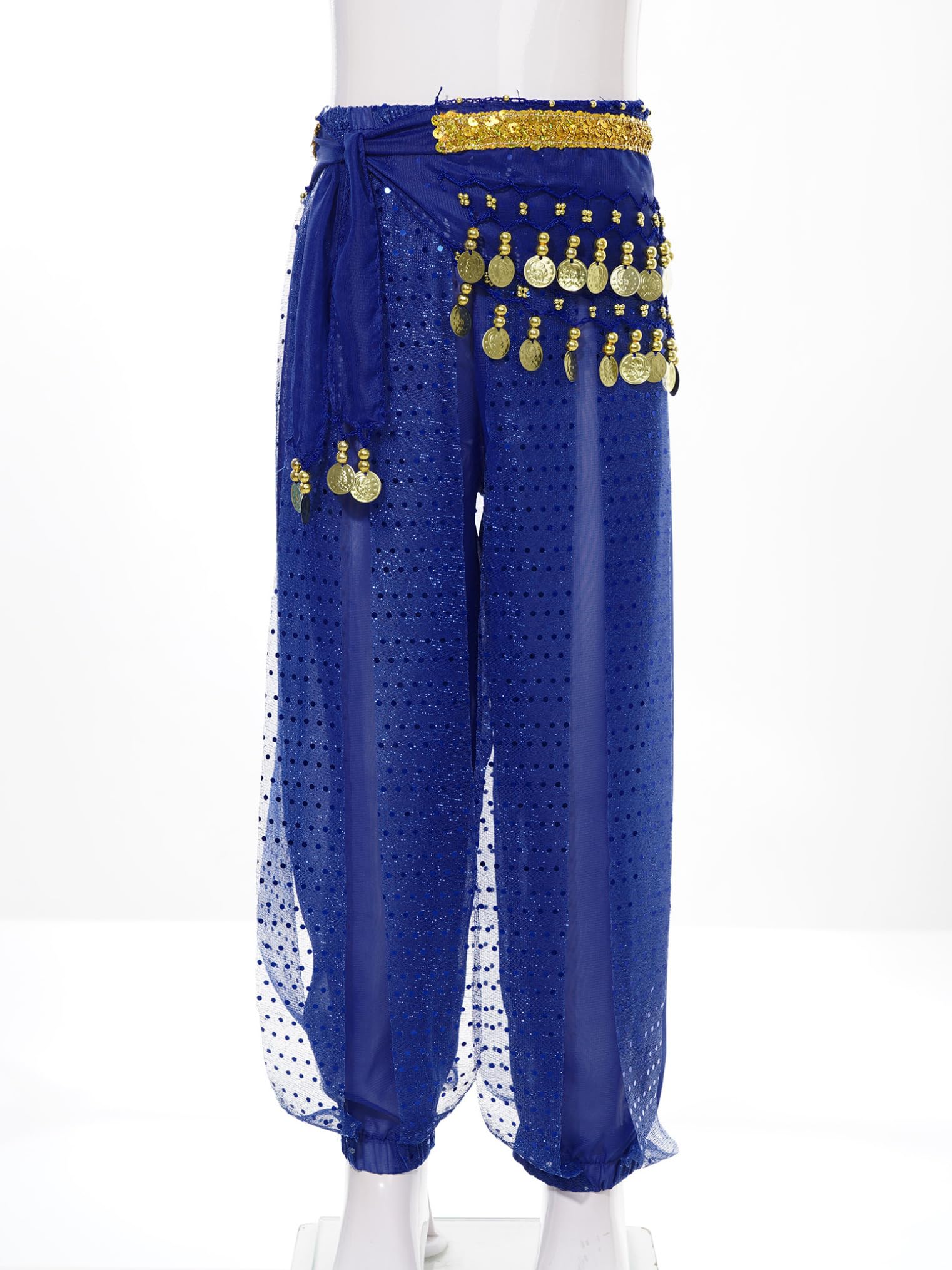 Freebily Girls' Belly Dance Harem Pants - Tribal Arabic Yoga Trousers for Kids, Pilates & Hippie Dance with Hip Scarf - Perfect for Dance Classes, Yoga Practice & Boho Fashion Outfits