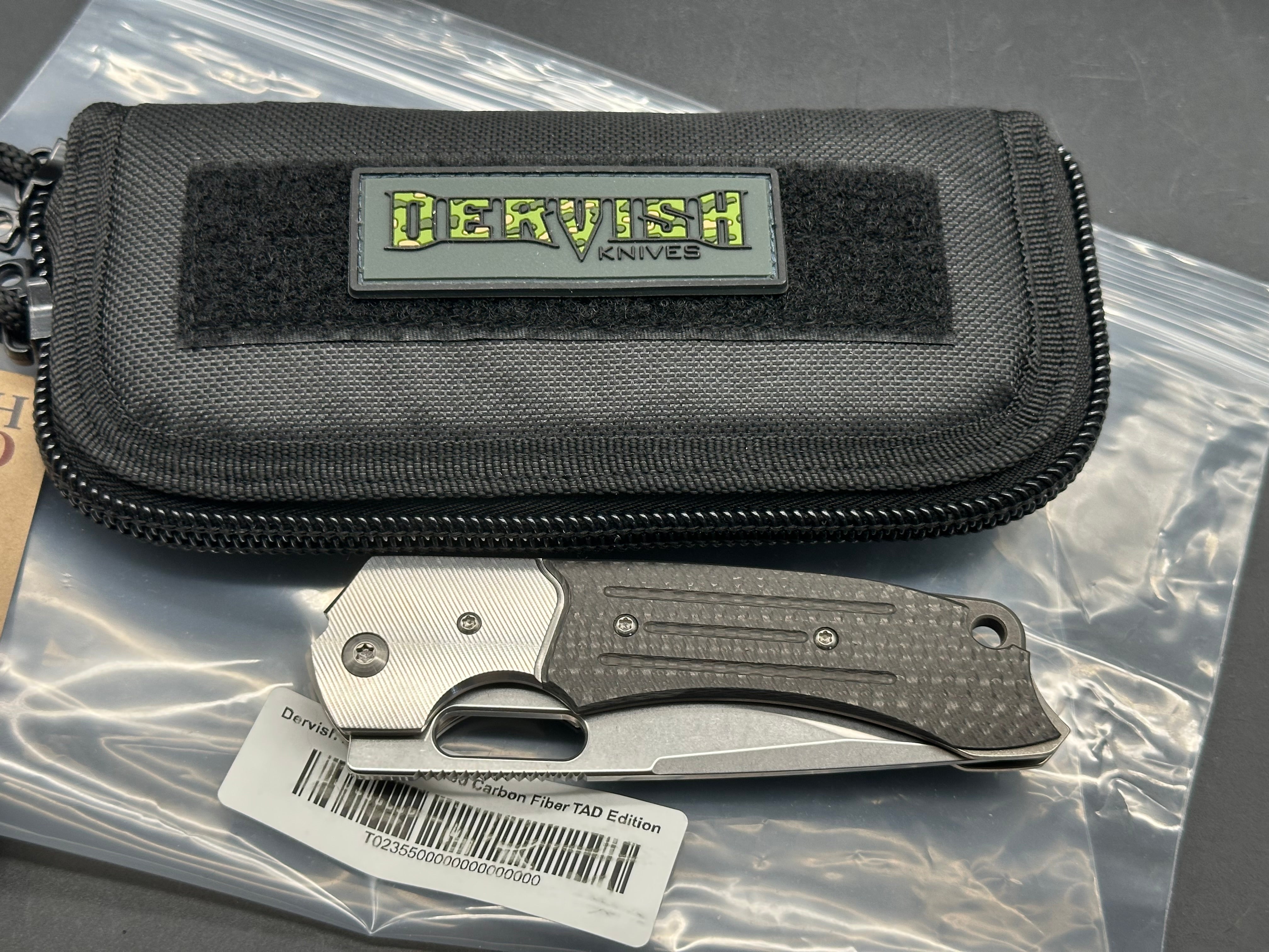 Dervish Navajo Bolstered Carbon Fiber TAD Edition - Lightweight & Durable Tactical Knife for Outdoor Adventures, Camping, and Survival Gear